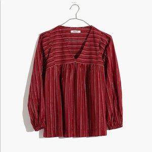 Madewell Swingy Peasant Top in Metallic Stripe